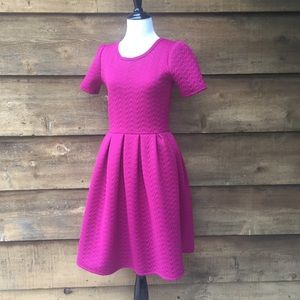 LuLaRoe Quilted Magenta Amelia Dress with Pockets